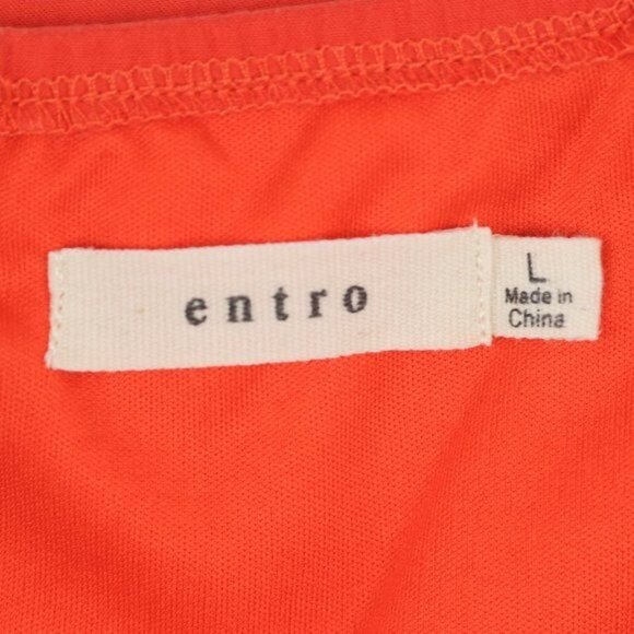 Entro Women's Large Orange Woven Spaghetti Strap Lace Trim Mini Sun Dress - Picture 6 of 7